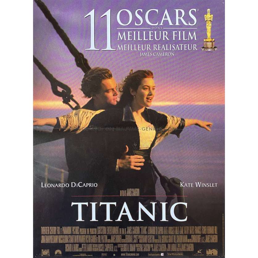 TITANIC Movie Poster Oscars style. - 15x21 in. - 1997 - James Cameron, Leonardo DiCaprio