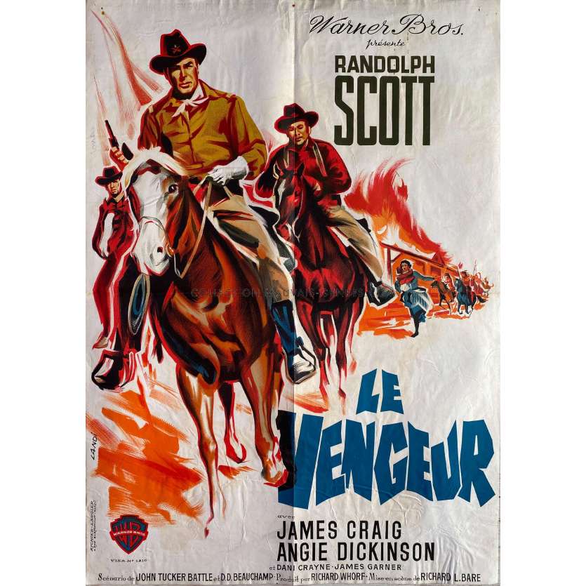 LE VENGEUR Affiche de film- 60x80 cm. - 1959 - Randolph Scott, Budd Boetticher