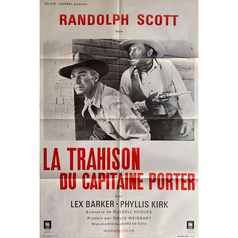 LA TRAHISON DU CAPITAINE PORTER Affiche de film- 80x120 cm. - 1953 - Randolph Scott, André De Toth