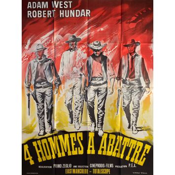 QUATRE HOMMES A ABATTRE Affiche de film- 120x160 cm. - 1965 - Adam West, Primo Zeglio