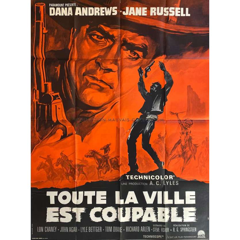 TOUTE LA VILLE EST COUPABLE Affiche de film- 120x160 cm. - 1966 - Dana Andrews, Jane Russell , R.G. Springsteen