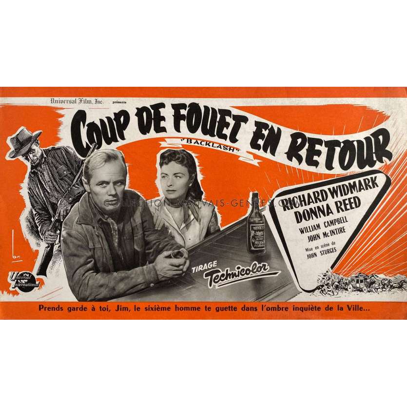 COUP DE FOUET EN RETOUR Synopsis 6p - 16x24 cm. - 1956 - Richard Widmark, Donna Reed, John Sturges