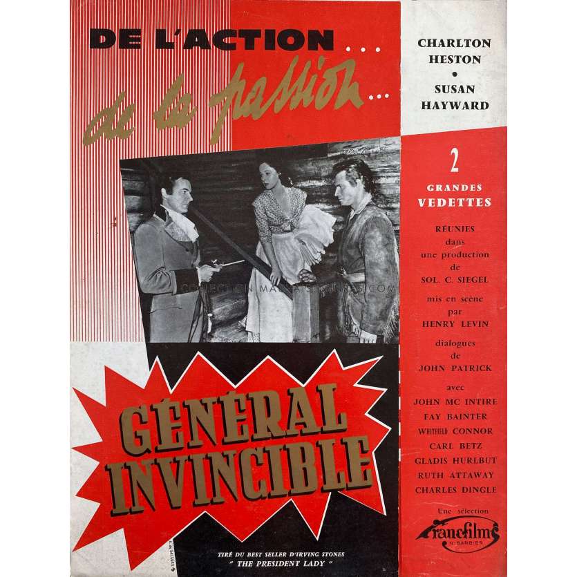 LE GENERAL INVINCIBLE Synopsis 4p - 24x30 cm. - 1953 - Susan Hayward, Henry Levin