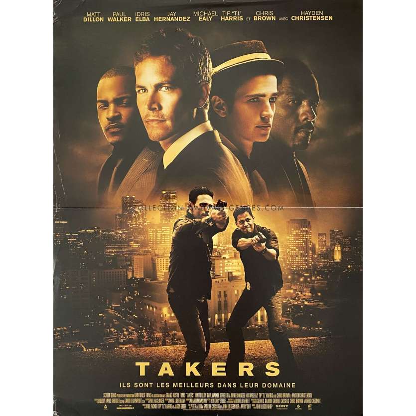 TAKERS Movie Poster- 15x21 in. - 2010 - John Luessenhop, Paul Walker, Idris Elba -
