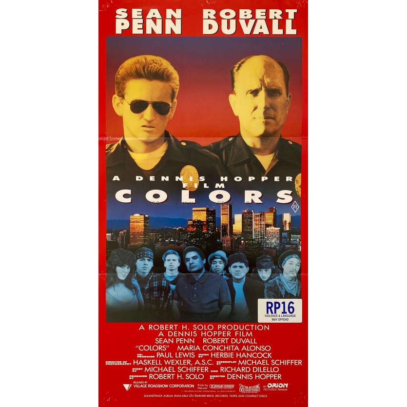 COLORS Affiche de film- 33x78 cm. - 1988 - Robert Duvall, Sean Penn, Dennis Hopper -