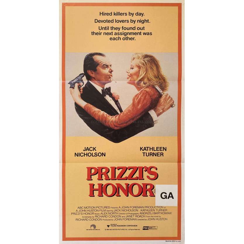 L'HONNEUR DES PRIZZIS Affiche de film- 33x78 cm. - 1985 - Jack Nicholson, John Huston -
