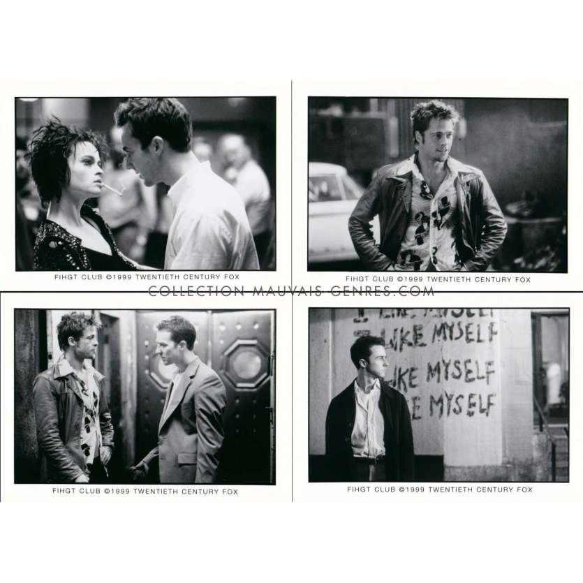 FIGHT CLUB Photos de presse x4 - 13x18 cm. - 1999 - Brad Pitt, Edward Norton, David Fincher -