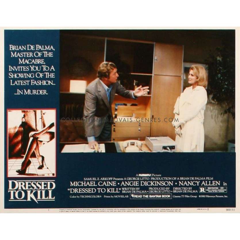 DRESSED TO KILL US Lobby Card N1 -11x14- 1980 - Brian de Palma, Michael Caine