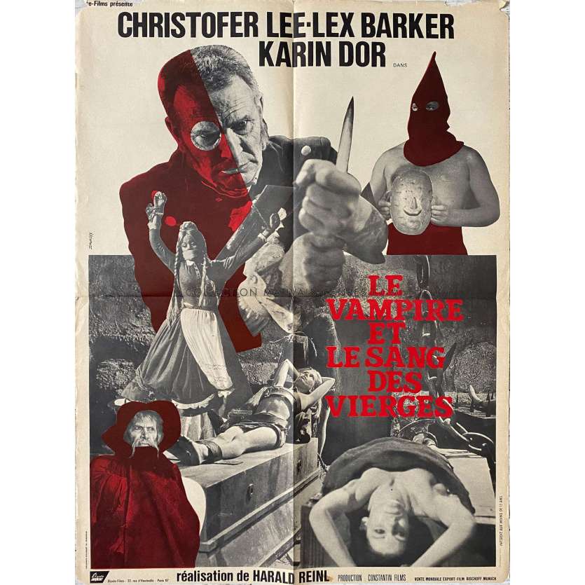 LE VAMPIRE ET LE SANG DES VIERGES Affiche de film- 60x80 cm. - 1967 - Christopher Lee, Harald Reinl -
