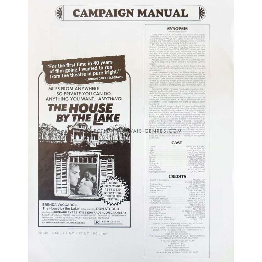 HOUSE BY THE LAKE US Pressbook 11x17 - 1976 - William Fuet, Brenda Vaccaro