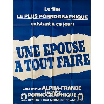 UNE EPOUSE A TOUT FAIRE Movie Poster- 47x63 in. - 1982 - Jean-Claude Roy, Carole Piérac - XXX
