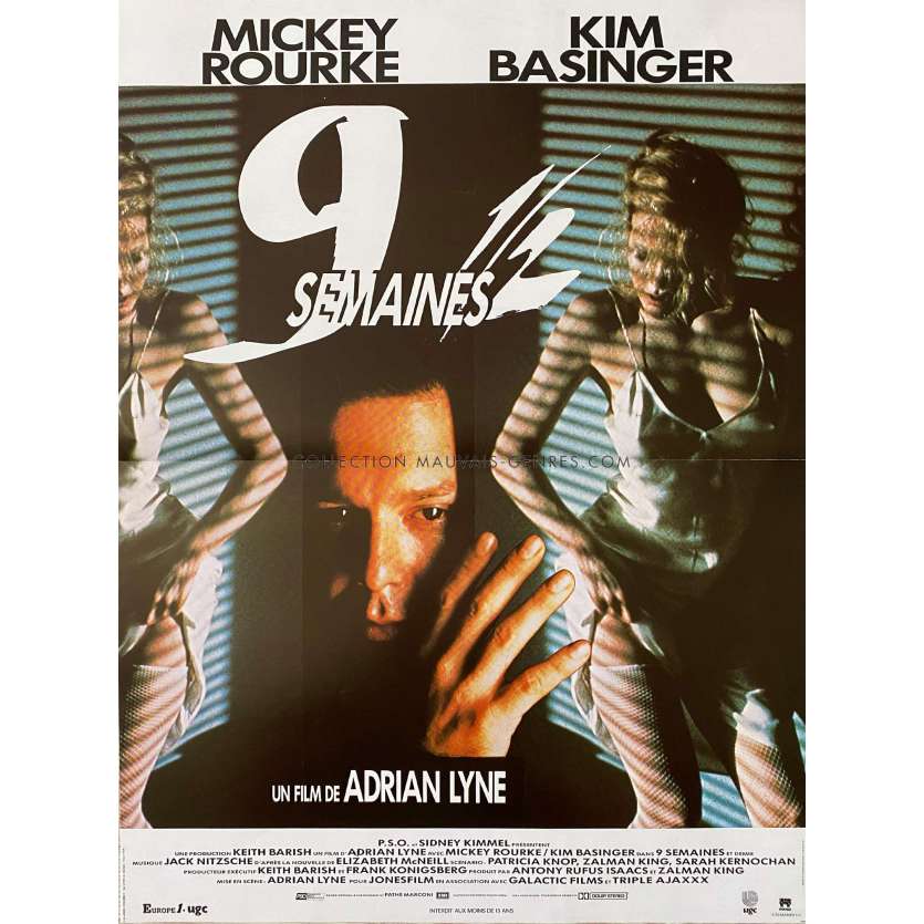 9 WEEKS AND HALF Movie Poster- 15x21 in. - 1986 - Adrian Lyne, Mickey Rourke - erotic