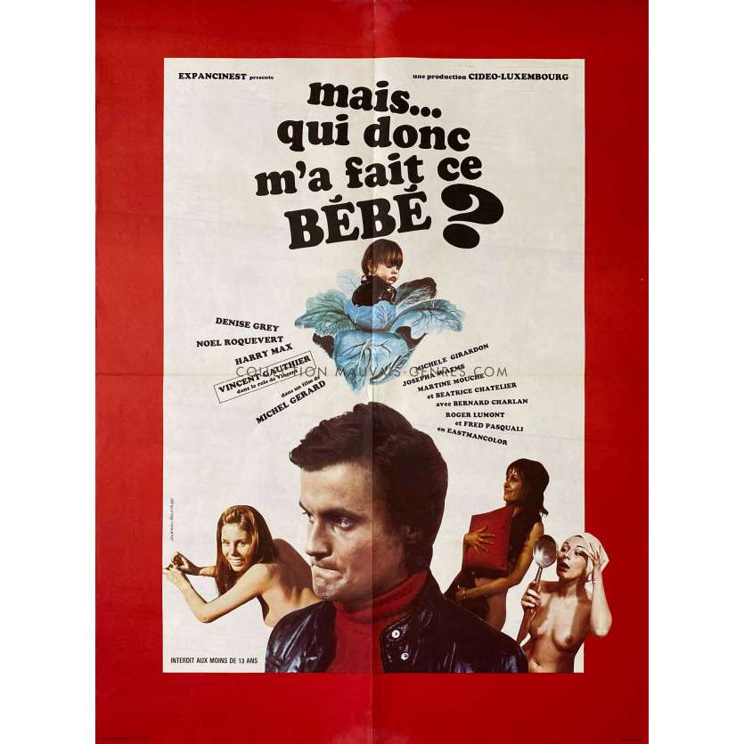 MAIS QUI DONC M'A FAIT CE BEBE ? Affiche de film- 60x80 cm. - 1971 - Denise Grey, Michel Gérard - érotique
