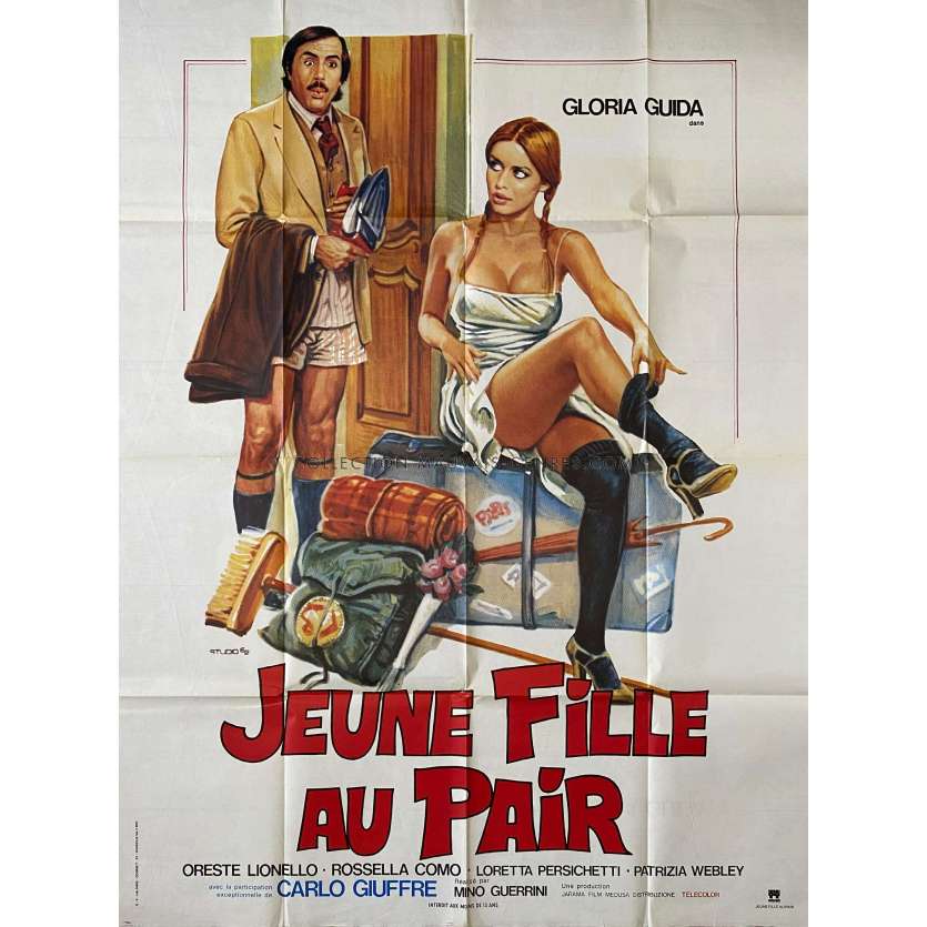 JEUNE FILLE AU PAIR Affiche de film- 120x160 cm. - 1980 - Gloria Guida, Oreste Lionello, Mino Guerrini - érotique