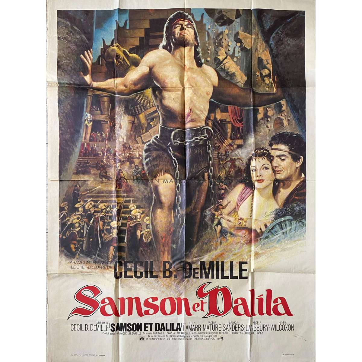 Affiche de cinéma française de SAMSON ET DALILA 120x160 cm.