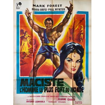 MACISTE L'HOMME LE PLUS FORT DU MONDE Affiche de film- 120x160 cm. - 1961 - Mark Forest, Antonio Leonviola - Peplum