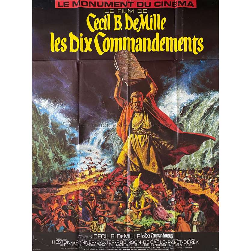 LES DIX COMMANDEMENTS Affiche de film- 120x160 cm. - 1956 - Charlton Heston, Cecil B. DeMille - Peplum