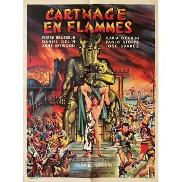 CARTHAGE IN FLAMES Movie Poster- 23x32 in. - 1960 - Carmine Gallone, Pierre Brasseur - Sword-and-sandal