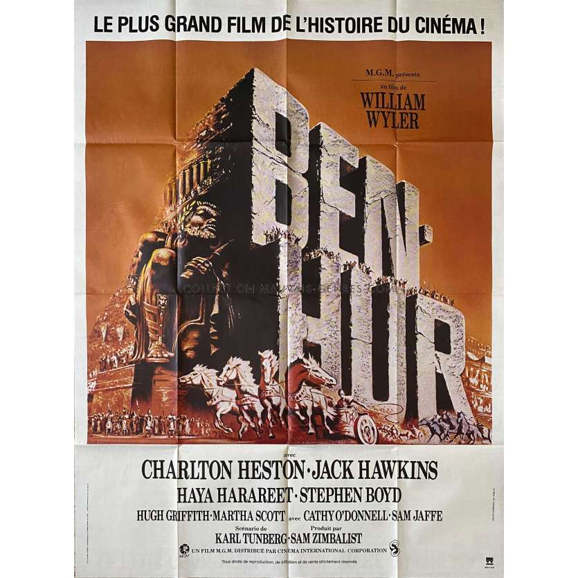 BEN-HUR Affiche de film- 120x160 cm. - 1959/R1980 - Charlton Heston, William Wyler - Peplum