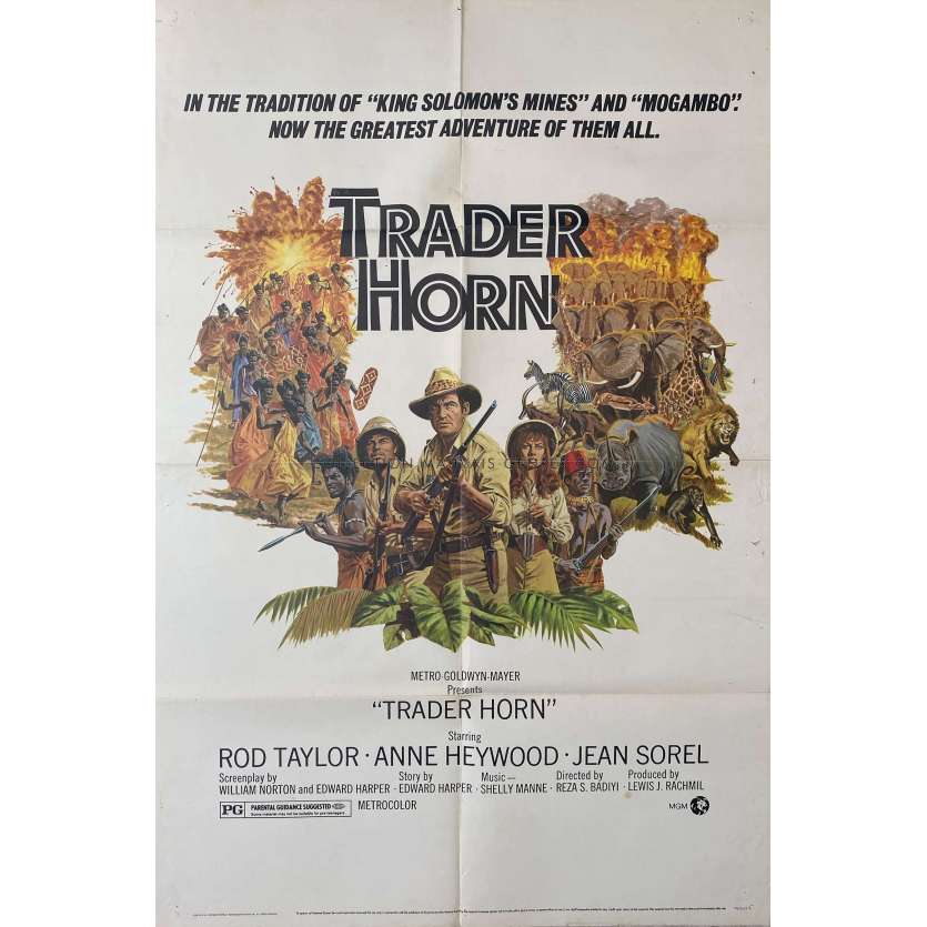 TRADER HORN Movie Poster- 27x41 in. - 1973 - Reza Badiyi, Rod Taylor - erotic