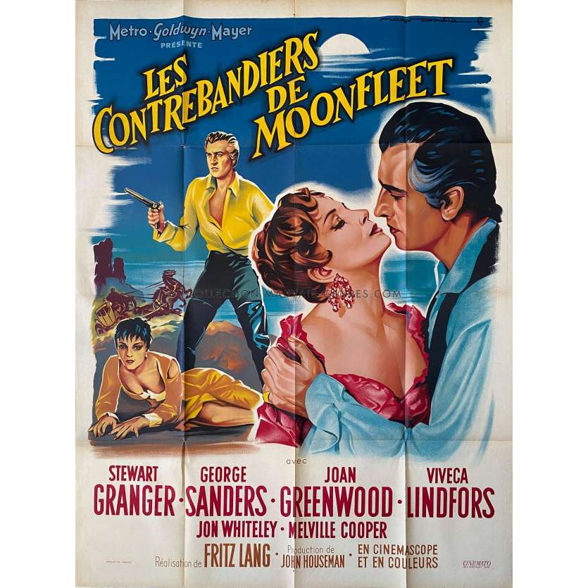 MOONFLEET Movie Poster- 47x63 in. - 1955 - Fritz Lang, Stewart Granger, Goerge Sanders - erotic