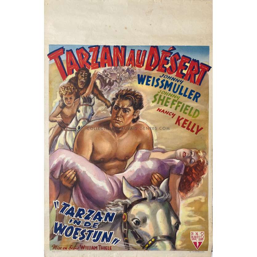 LE MYSTERE DE TARZAN Affiche de film- 35x55 cm. - 1943 - Johnny Weissmuller, Wilhelm Thiele