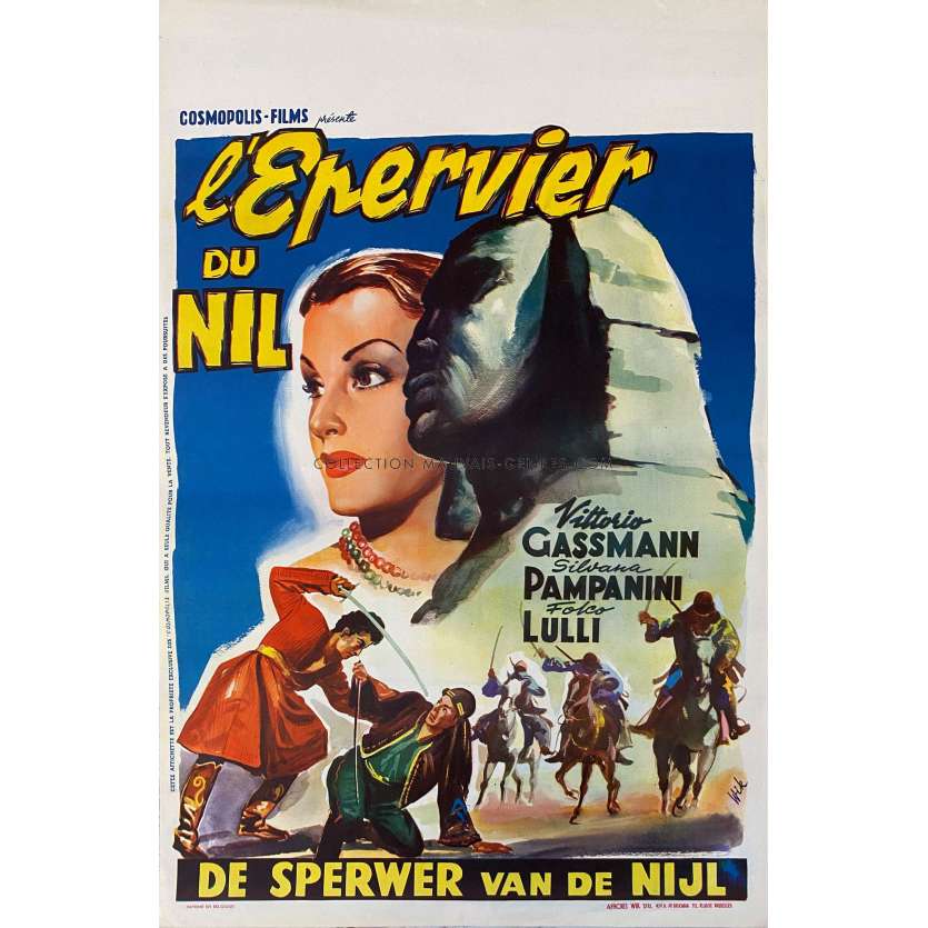 L'EPERVIER DU NIL Affiche de film- 35x55 cm. - 1950 - Silvana Pampanini, Giacomo Gentilomo