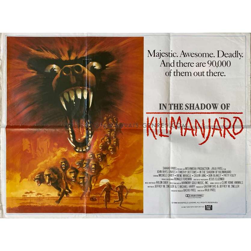 IN THE SHADOW OF KILIMANJARO Movie Poster- 30x40 in. - 1985 - Raju Patel, John Rhys-Davies - erotic