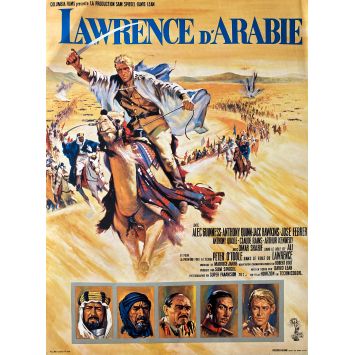 LAWRENCE D'ARABIE Rare Affiche de film - 39x53 cm - 1962 - Peter O'Toole, David Lean