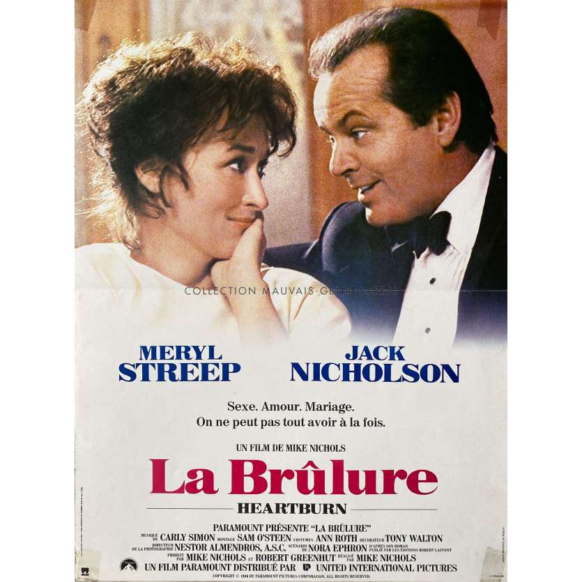 HEARTBURN Movie Poster- 15x21 in. - 1986 - Mike Nichols, Jack Nicholson, Meryl Streep