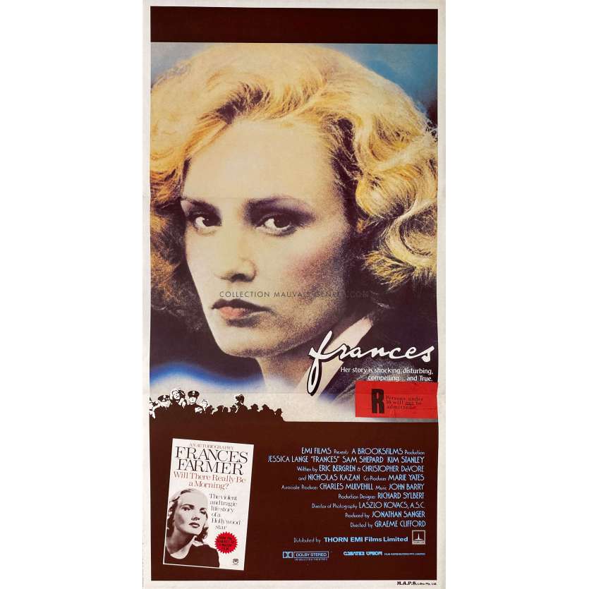 FRANCES Affiche de film- 33x78 cm. - 1982 - Jessica Lange, Graeme Clifford