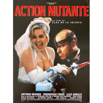 ACTION MUTANTE Affiche de film Mod. rouge - 40x54 cm. - 1993 - Antonio Resines, Álex de la Iglesia