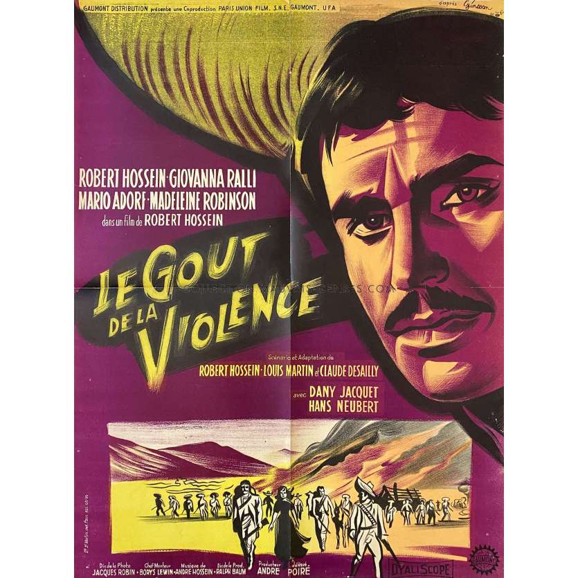 THE TASTE OF VIOLENCE Movie Poster- 23x32 in. - 1961 - Robert Hossein, Giovanna Ralli