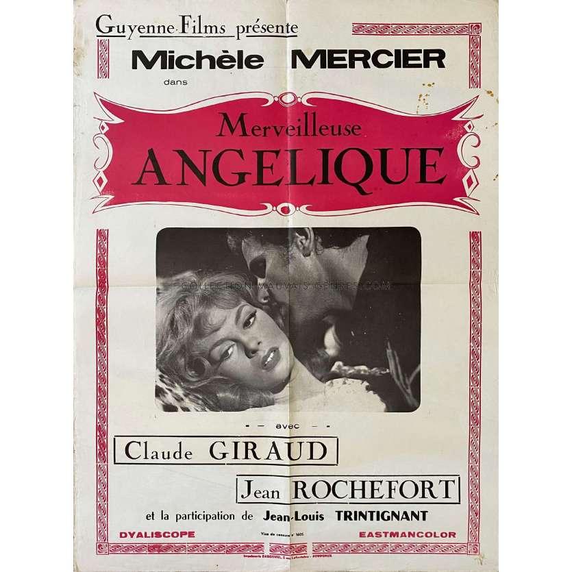 MERVEILLEUSE ANGELIQUE Affiche de film- 60x80 cm. - 1965 - Michèle Mercier, Bernard Borderie