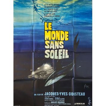 WORLD WITHOUT SUN Movie Poster Shark style. - 47x63 in. - 1964 - Jacques-Yves Cousteau, Pierre Bidault