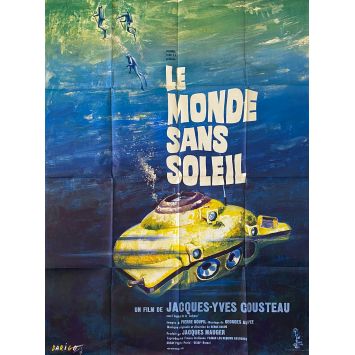 LE MONDE SANS SOLEIL Affiche de film Mod. sous-marin - 120x160 cm. - 1964 - Pierre Bidault, Jacques-Yves Cousteau