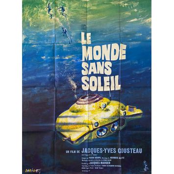 WORLD WITHOUT SUN Movie Poster Submarine style. - 47x63 in. - 1964 - Jacques-Yves Cousteau, Pierre Bidault