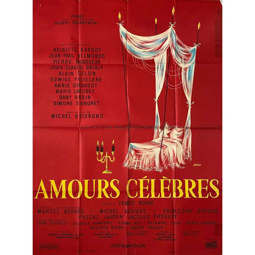 LES AMOURS CELEBRES Affiche de film- 120x160 cm. - 1961 - Jean-Paul Belmondo, Philippe Noiret, Michel Boisrond
