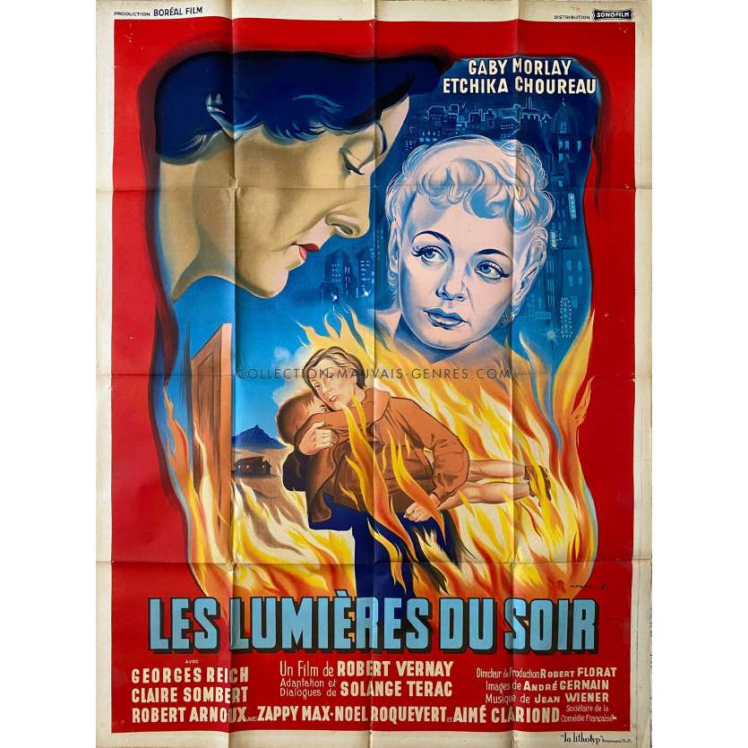 LES LUMIERES DU SOIR Movie Poster- 47x63 in. - 1956 - Robert Vernay, Gaby Morlay