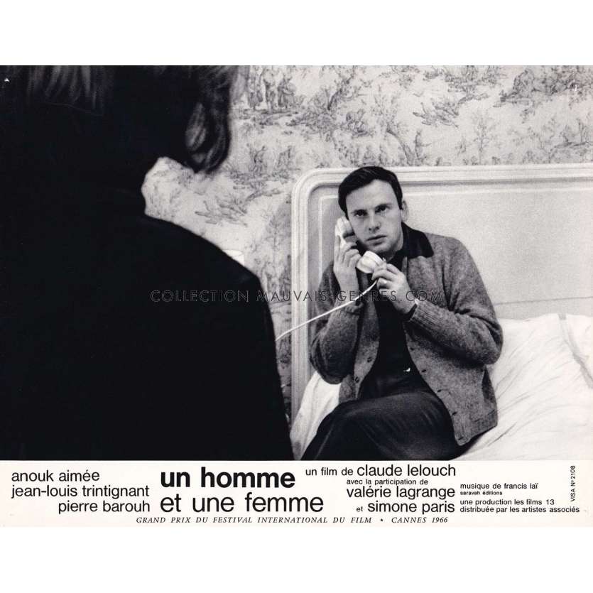 MAN & A WOMAN Lobby Card N13 - 9x12 in. - 1966 - Claude Lelouch, Anouk Aimée, Jean-Louis Trintignant