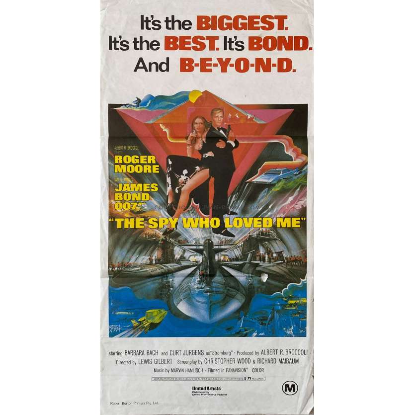 L'ESPION QUI M'AIMAIT Affiche de film- 33x78 cm. - 1977/R1980 - Roger Moore, Lewis Gilbert