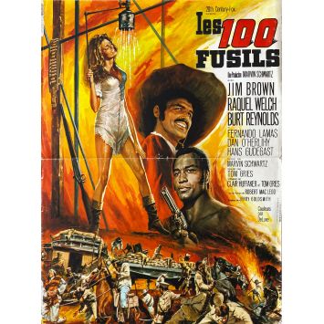 100 RIFLES Movie Poster- 15x21 in. - 1969 - Tom Gries, Jim Brown, Raquel Welch
