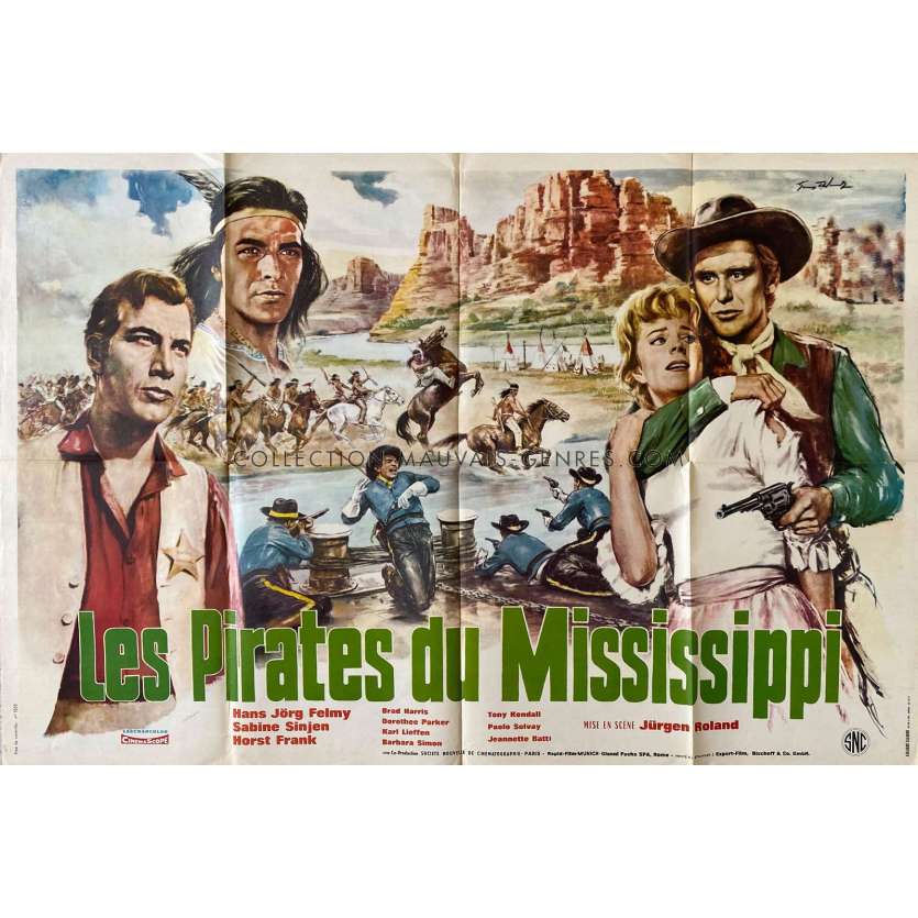 DIE FLUSSPIRATEN VOM MISSISSIPPI Movie Poster- 32x47 in. - 1963 - Jürgen Roland, Hansjörg Felmy