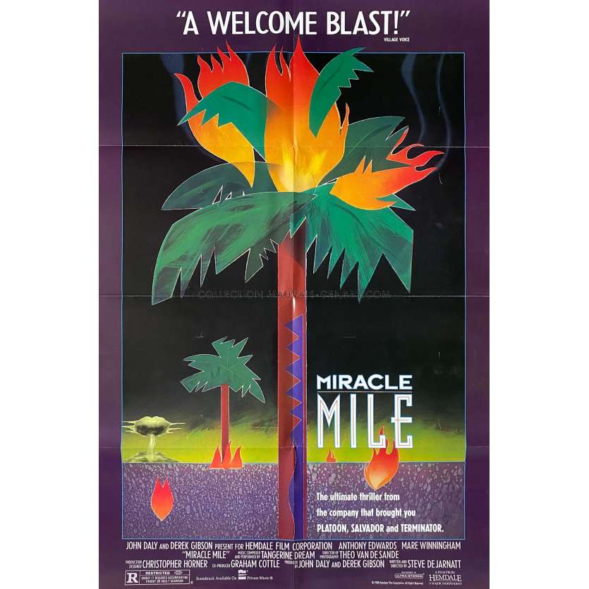 APPEL D'URGENCE / MIRACLE MILE Affiche de film- 69x104 cm. - 1988 - Anthony Edwards, Steve DeJarnatt