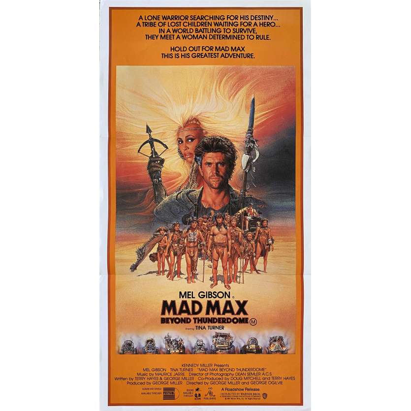 MAD MAX 3 Affiche de film- 33x78 cm. - 1985 - Mel Gibson, Tina Turner, George Miller