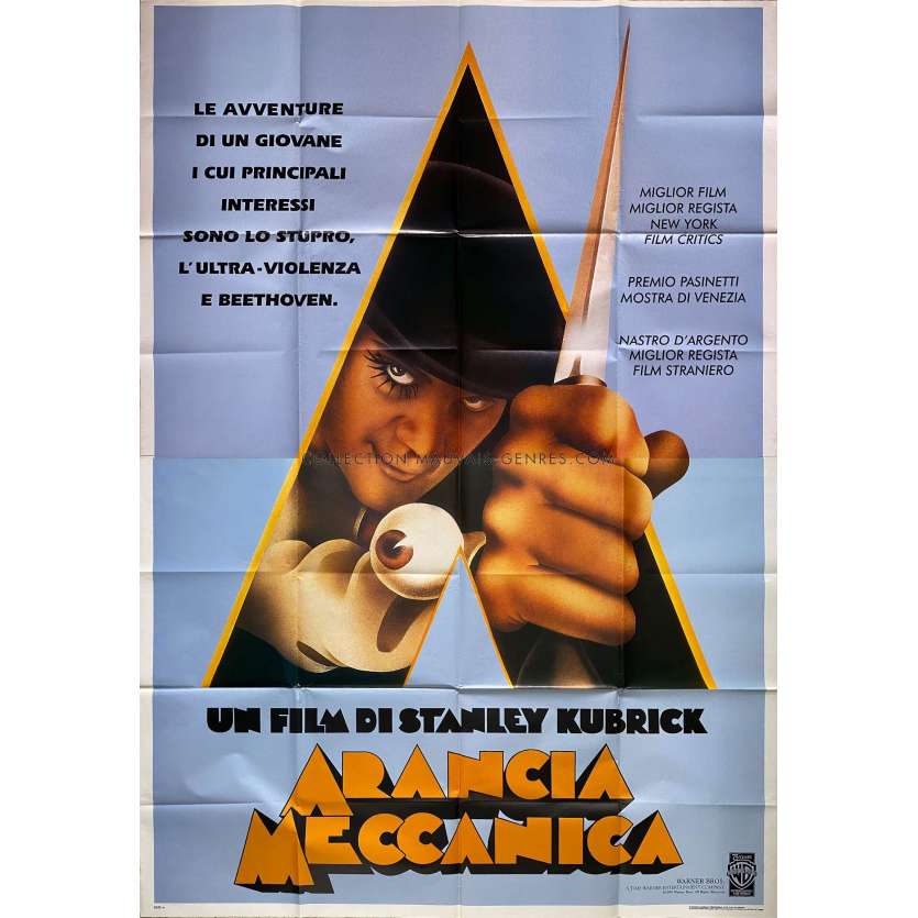 CLOCKWORK ORANGE Movie Poster In 2 panels. - 55x70 in. - 1971/R1990 - Stanley Kubrick, Malcom McDowell