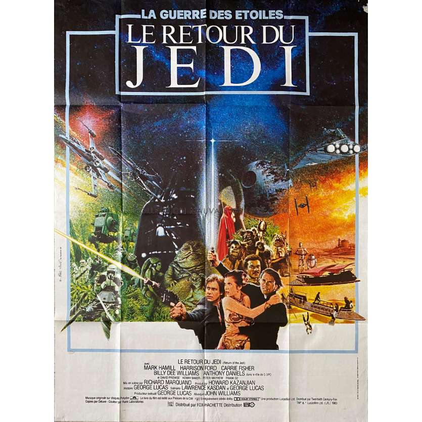 STAR WARS - LE RETOUR DU JEDI Affiche de film- 120x160 cm. - 1983 - Harrison Ford, Richard Marquand