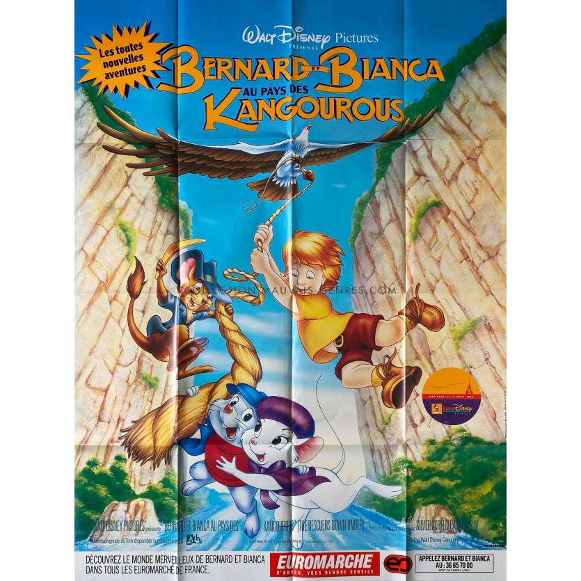 BERNARD ET BIANCA AU PAYS DES KANGOUROUS Affiche de film- 120x160 cm. - 1990 - Eva Gabor, Walt Disney