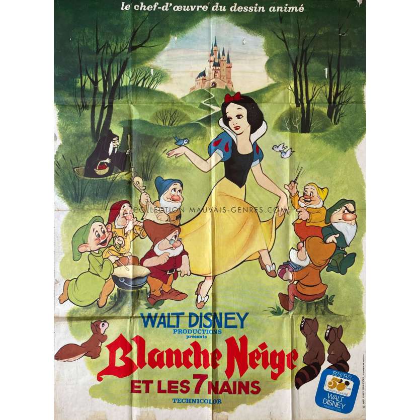 BLANCHE NEIGE ET LES 7 NAINS Affiche de film- 120x160 cm. - 1937/R1973 - Adriana Caselotti, Walt Disney