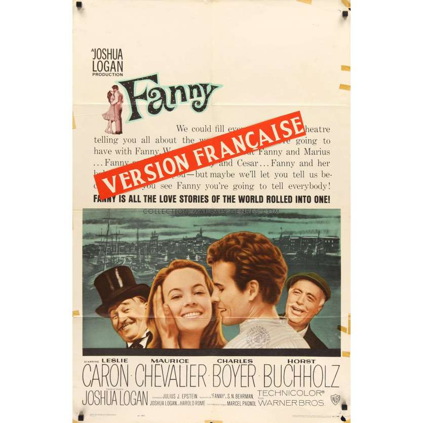 FANNY Affiche de film 69x104- 1961 - Leslie Caron, Charles Boyer